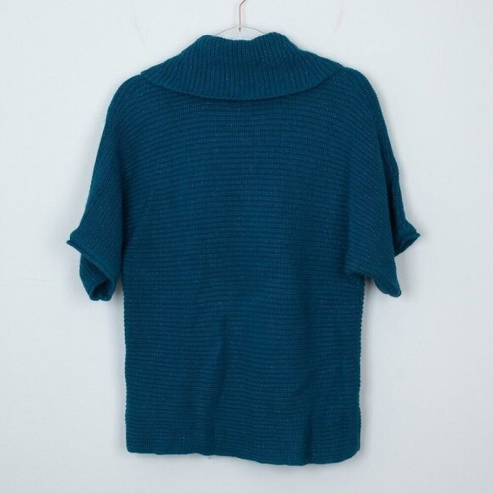 Coldwater Creek Womens Short Sleeve Cowl Neck Knit Sweater Size M Blue Office - Picture 7 of 8
